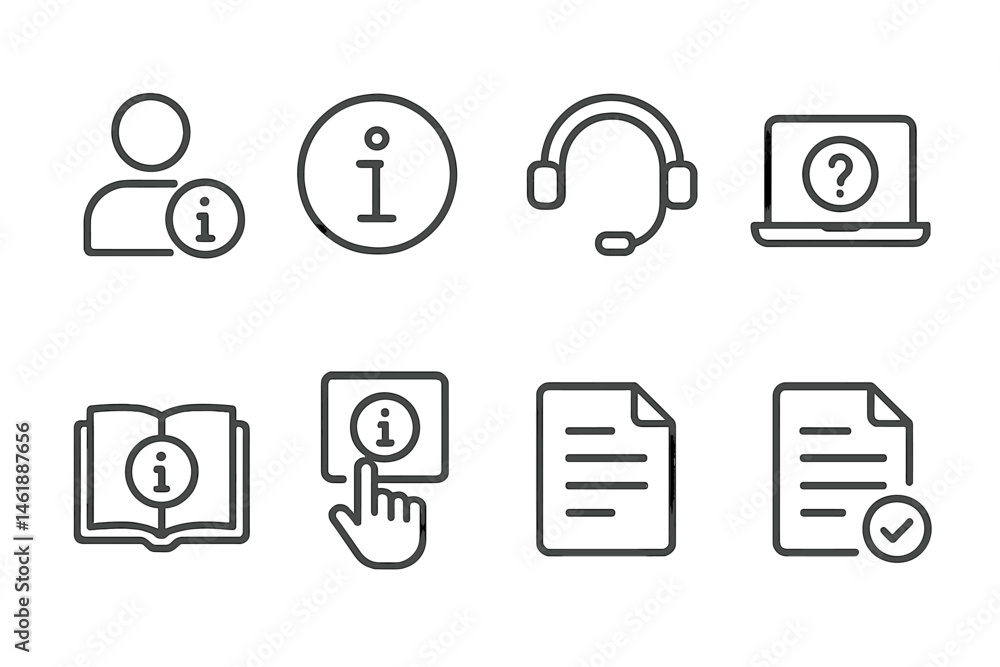 Poster vector illustration icons representing information and support services in a simple and modern desig