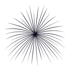 Fototapeta na wymiar Radial thin black lines converging towards the center on a white background creating a starburst or sunburst effect, ideal for backgrounds and graphic design projects
