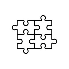 Fototapeta premium Jigsaw line icon and symbol design on a white background