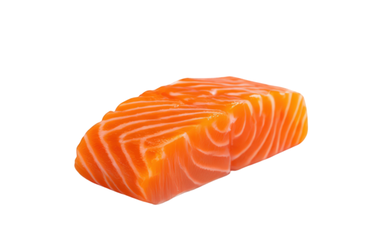 Fresh raw salmon fillet sashimi sushi grade orange sea on transparent background