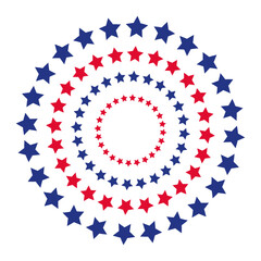 Red and blue five pointed stars arranged in concentric circles create a vibrant and patriotic design, evoking the spirit of United States holidays