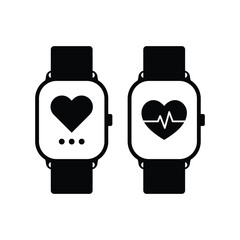 Smart watch glyph and clip art design isolated on white background