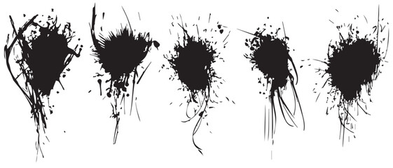 Black Brush Stroke Vector Elements for Creative Design