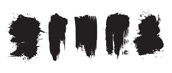 Black Brush Stroke Vector Elements for Creative Design