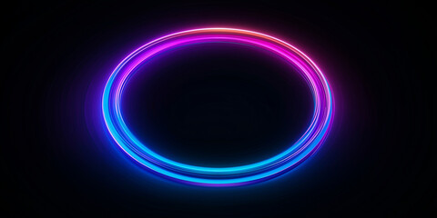 Obraz premium Neon Circle Light Effect on Black Background