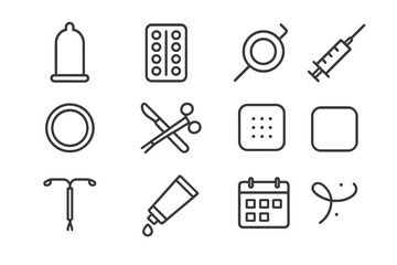 Healthcare and safety icons representing various medical activities and tools for public health education