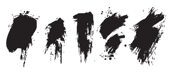 Black Brush Stroke Vector Elements for Creative Design