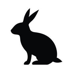 Simple Black Silhouette of a Rabbit