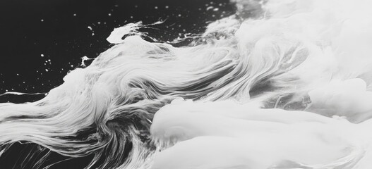 Abstract Flowing White Forms on Dark Background
