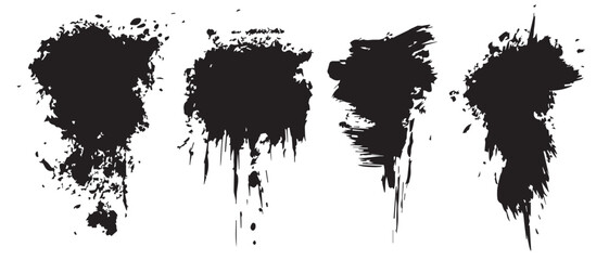 Obraz premium Black Brush Stroke Vector Elements for Creative Design