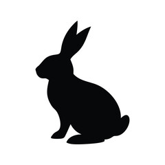 Simple Black Silhouette of a Rabbit