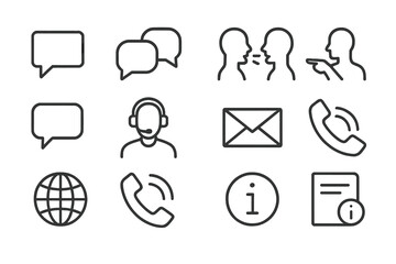 Communication icons in vector illustration showcasing various ways to connect with others including messages, calls, and information sharing