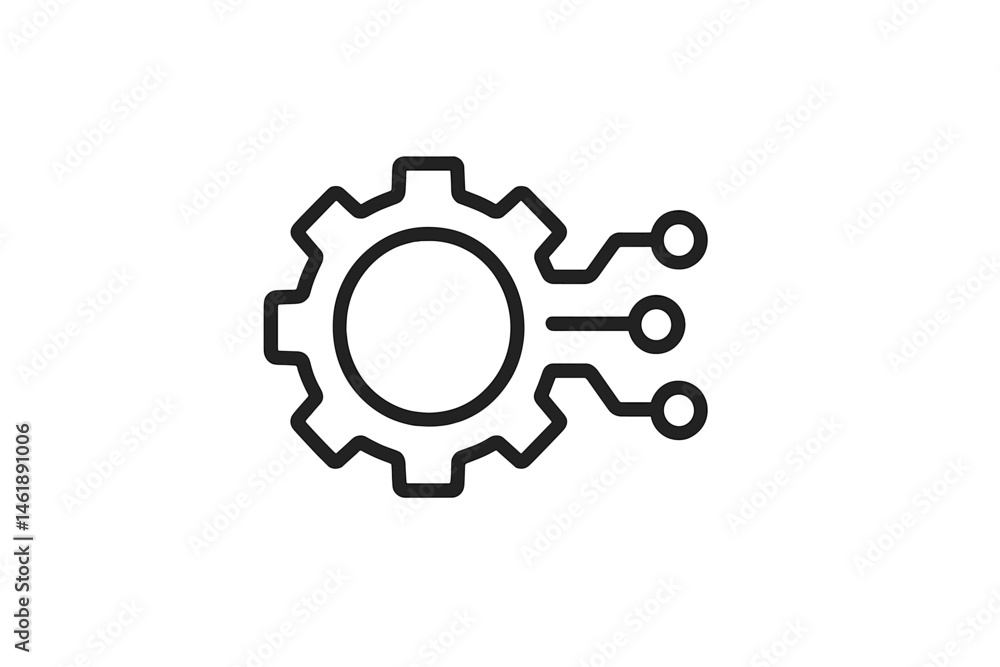 Aufkleber vector illustration of a gear icon with abstract connections representing technology and innovation 