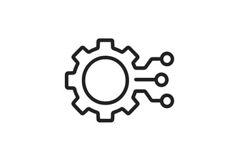 Obraz premium Vector illustration of a gear icon with abstract connections representing technology and innovation in a simplified design