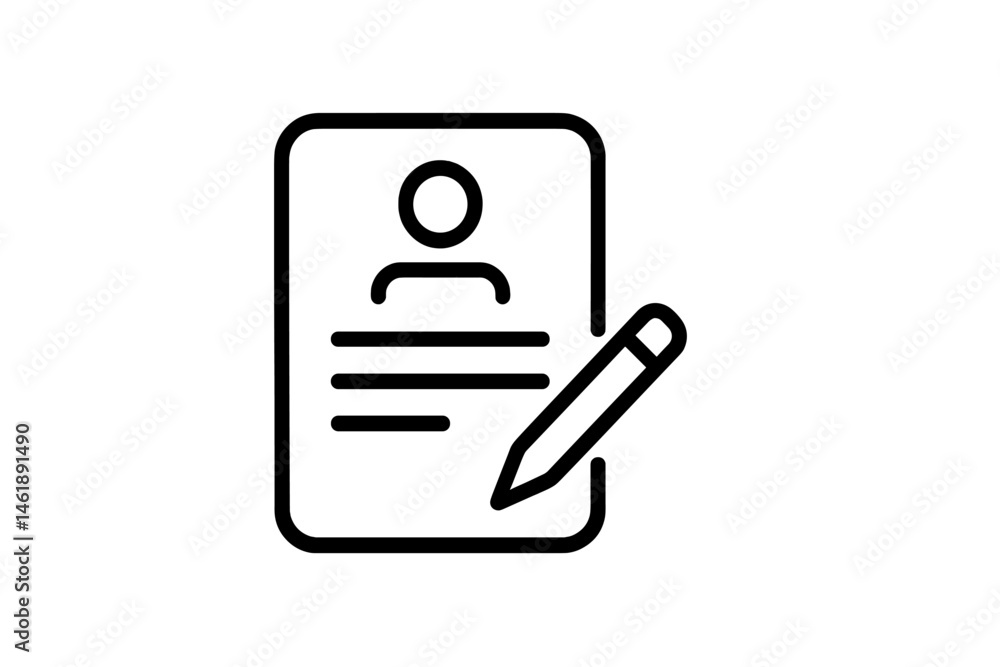 Poster vector illustration of a document with a user icon and pencil representing profile creation and edit