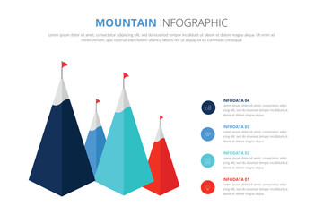 mountain infographic with icon business. step to success.  vector illustration in flat style modern design. can be used for process, presentations, layout, banner, infographic.