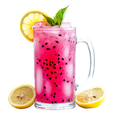 Dragonfruit Lemonade with Watermelon Isolated on Transparent Background
