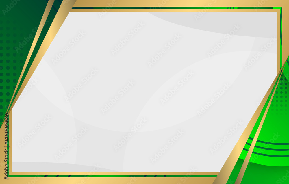 Poster elegant frame: a sophisticated design with a green and gold frame, presenting a blank canvas for cre