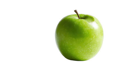 Single green apple on fresh fruit food diet ripe tart on transparent background