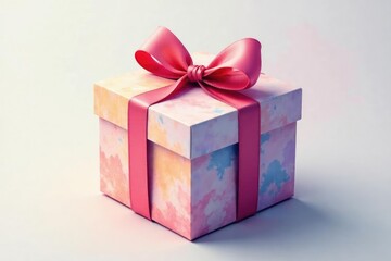 Obraz premium Subtle watercolor gift box print, pastel palette, background, wallpaper