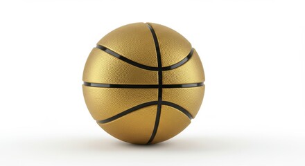 Fototapeta premium Basketball with golden metallic texture, premium product style, isolated on white