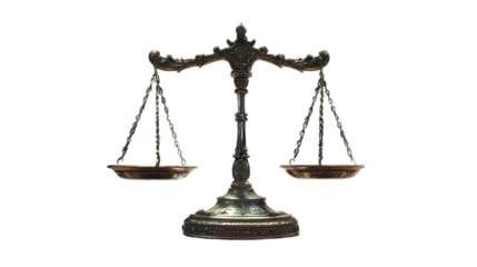 Elegant vintage scale with ornate details symbolizing justice and balance