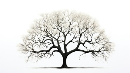 silhouette oak tree line drawing