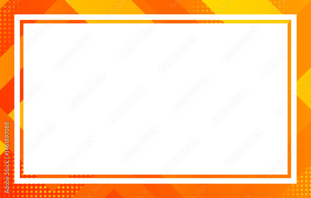 Poster geometric frame: a vibrant orange and yellow geometric frame with a blank rectangular space within, 