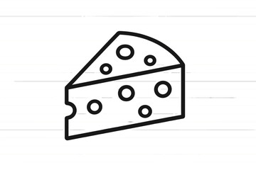 Vector illustration of a cheese wedge with holes on a lined background representing dairy product art