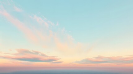 Obraz premium Sky at Dawn: A tranquil dawn sky with soft pastel colors and the first light of day breaking over the horizon. 