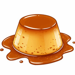 Shiny caramel custard detail smooth, brown top, yellow body, contour lines