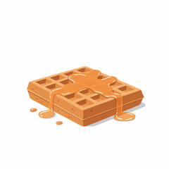 Isometric waffle with maple syrup. Sweet and delicious pastry