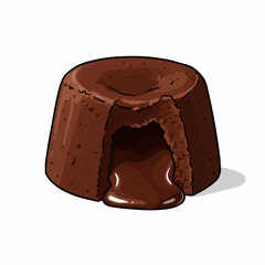 Part of dark brown baked dessert with a hole in the middle of it