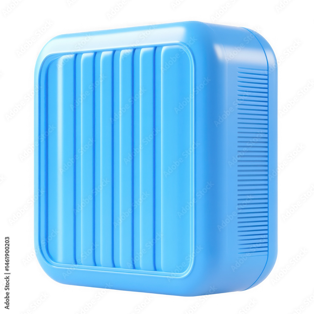 Poster light blue cube with lines isolated on transparent background