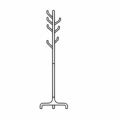 Minimalist coat rack. Black outlines of hooks on a slender pole