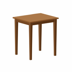 Illustration of a simple brown wooden table on a plain white background