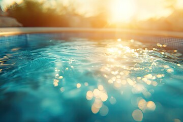 Sparkling Pool Water at Sunset