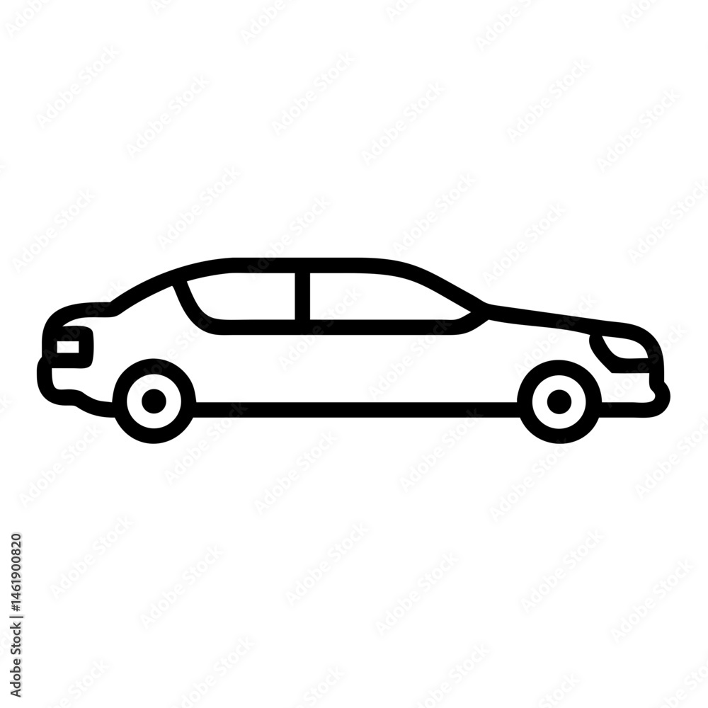 Poster side view of a simple sedan car in a minimalist design showcasing clean lines and modern styling