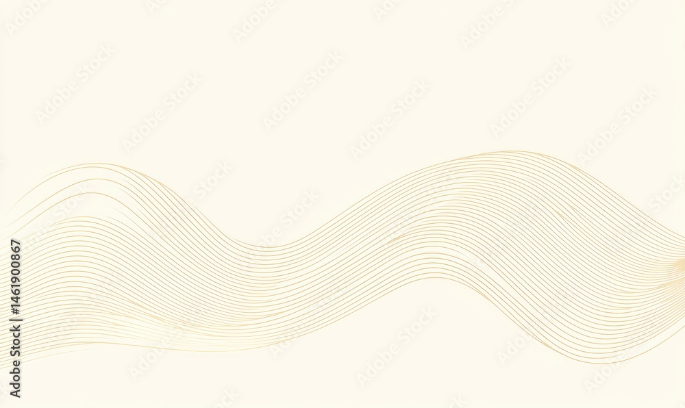 Poster soft, flowing, golden lines creating wavy patterns on a light background. delicate, abstract design