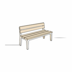 Simple illustration of a light brown wooden park bench on a white background