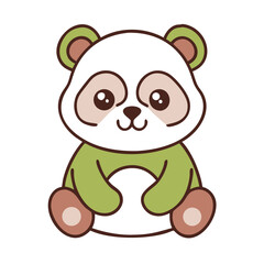 Naklejka premium Cute cartoon panda character sitting with a joyful expression, designed in a colorful and playful style