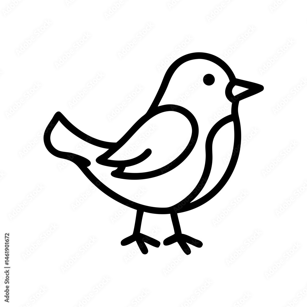 Poster small bird with simple design perched and ready to chirp in a minimalist artistic style