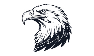 A striking vector portrait of a bald eagle head, a symbol of wild freedom with its sharp beak and piercing eye