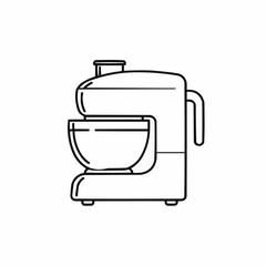 Line drawing of juicer, outlined in simple black, isolated on white. Modern style