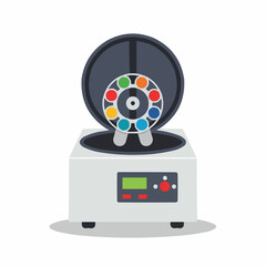 Fototapeta premium Cartoon-like wheel with multi-colored dots inside a bigger wheel on a white backdrop
