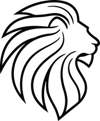 Detailed Lion Head Illustration in Black and White