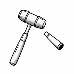 Two gavel hammers on a white background, sketch style