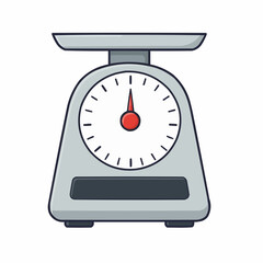 A cartoon illustration of a gray scale with a red needle on a white background