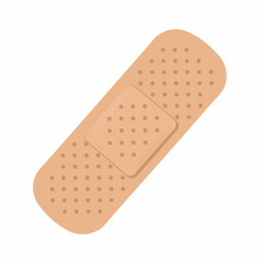 Adhesive bandage illustration, tan color with texture and perforated holes on white