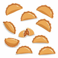 Illustration with golden pastries on a white background, simple
